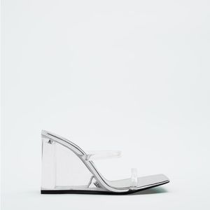 ZARA CHUNKY METHACRYLATE WEDGE SANDALS 6.5